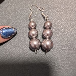 Elegant Silver Pearl Drop Earrings 12mm